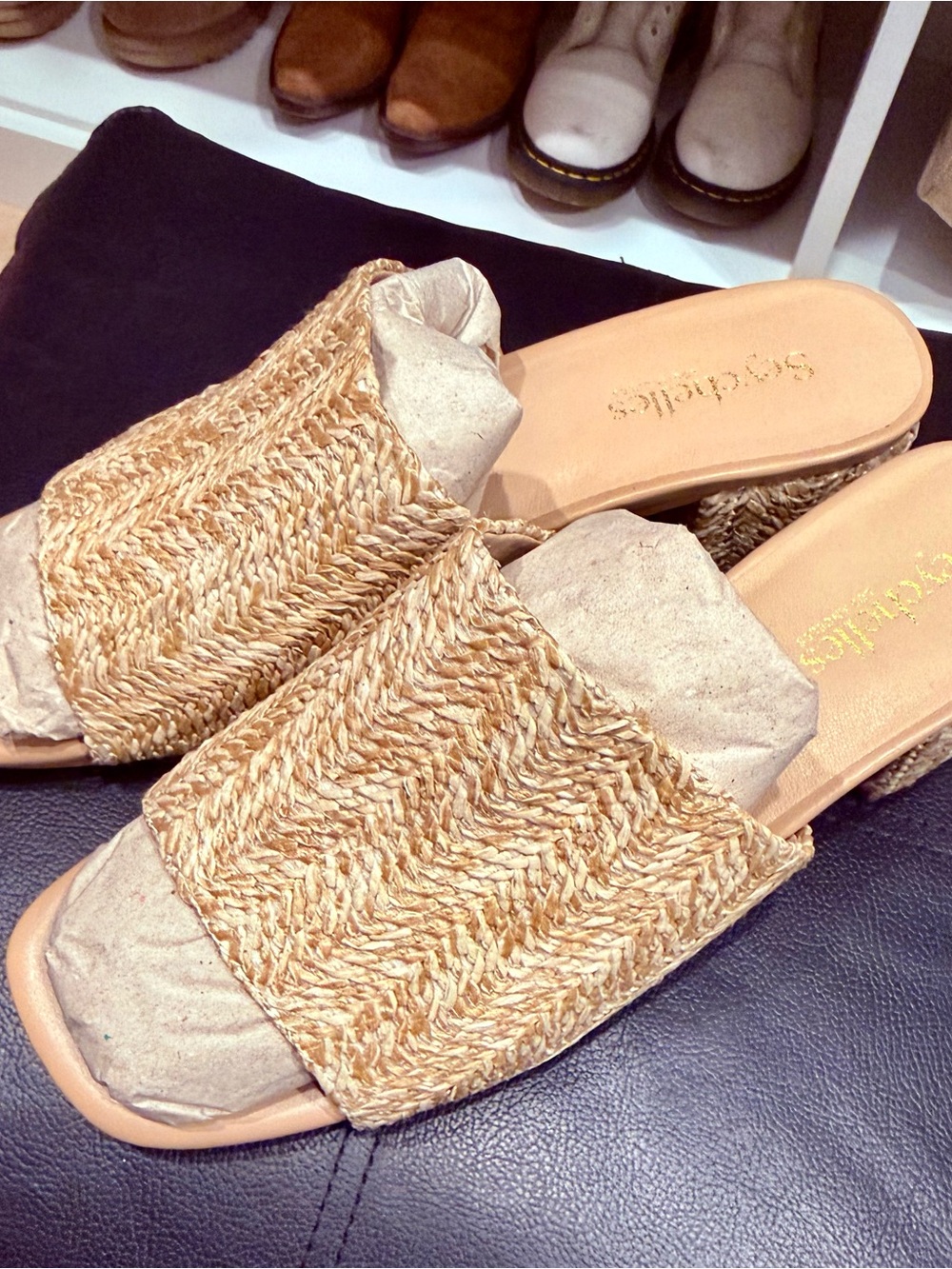 Seychelles Natural Raffia Slide Sandals - Tan (for wider feet)
